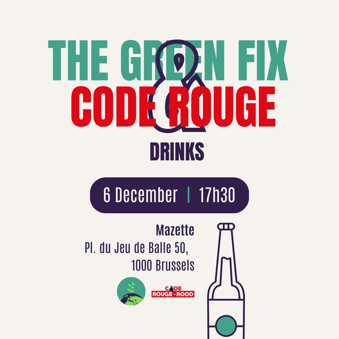 Graphic: The Green Fix x Code Rouge drinks on the 6 december at 17h30 in Mazette