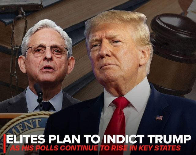 May be an image of 2 people and text that says 'H. • ELITES PLAN TO INDICT TRUMP AS HIS POLLS CONTINUE TO RISE IN KEY STATES Human Events. with Jack Posobiec'