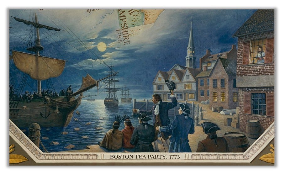 Mural of the Boston Tea Party (from the U.S. Capitol)