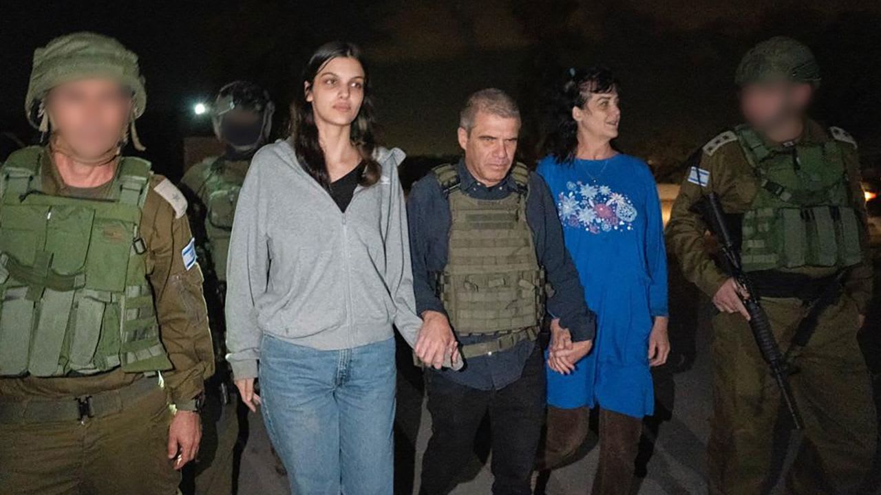 American hostages Judith Tai Raanan and her 17-year-old daughter Natalie Raanan are seen following their release by Hamas on Friday, October 20, 2023.