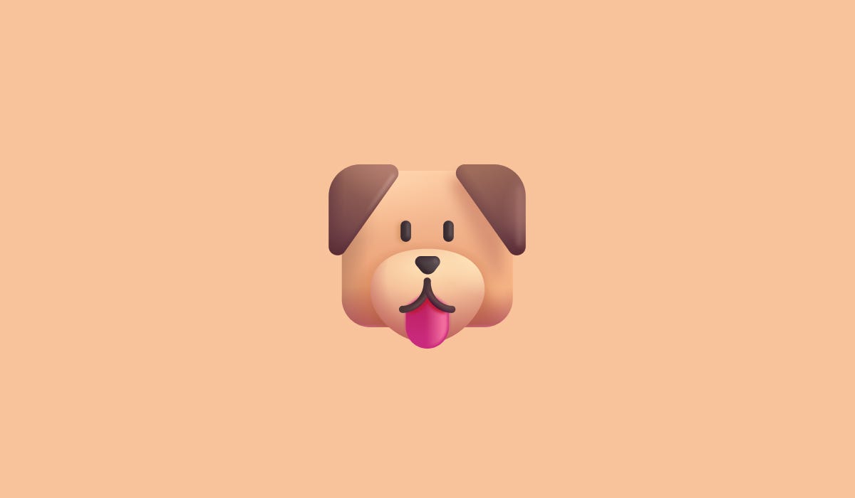 dog emoji on a light brown background