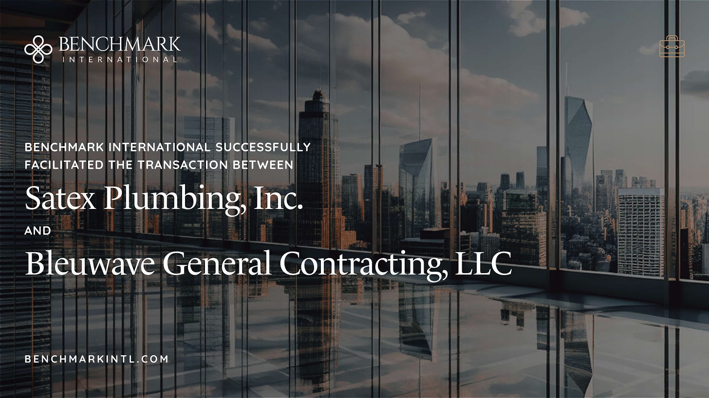 Benchmark International Facilitates Transaction Between Satex Plumbing, Inc. and Bleuwave General Contracting, LLC