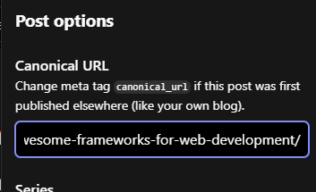 Canonical URL setting on dev.to