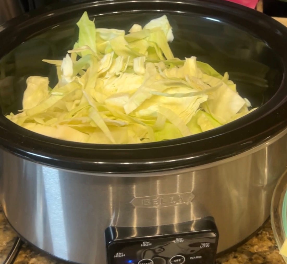 Shredded Cabbage in a Slow Cooker