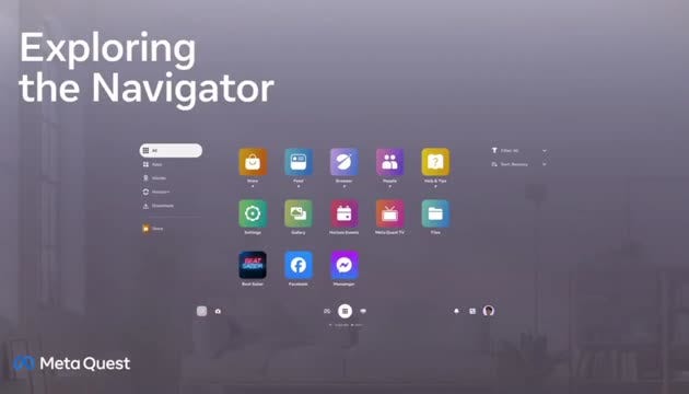 Meta just introduced a new menu for Quest called navigator your main hub… |  Nathaniël de Jong 🔜 AWE
