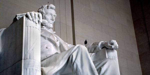 Abraham Lincoln's statue in the Lincoln Memorial