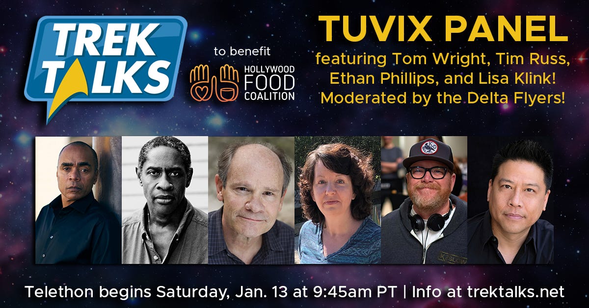 TrekTalks 3 panel: TUVIX with Tom Wright, Tim Russ, Ethan Phillips, Lisa Klink, Robbie McNeill, and Garrett Wang