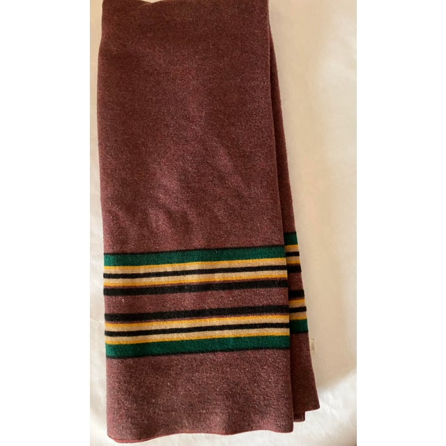 Excellent, Pendleton Wool Blanket Throw. The deep rich color is a chocolate merlot wine color (apologies in the 3...