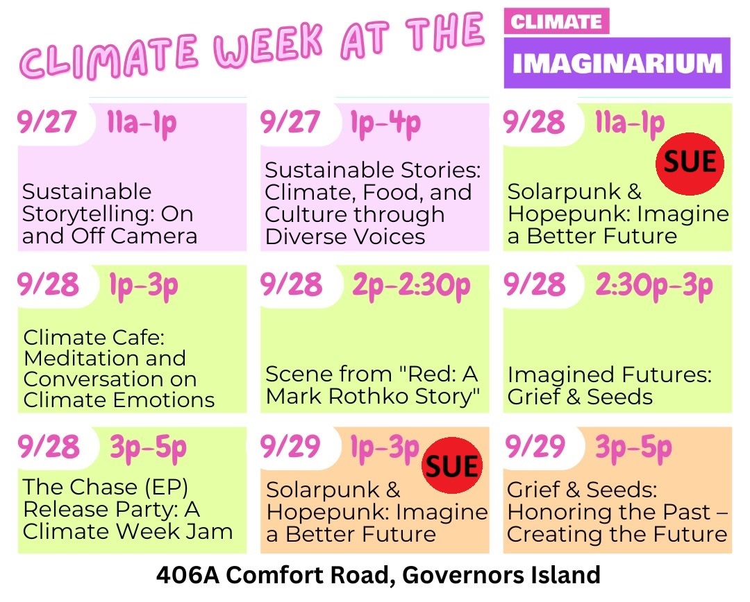 schedule for climate week at the Climate Imaginarium