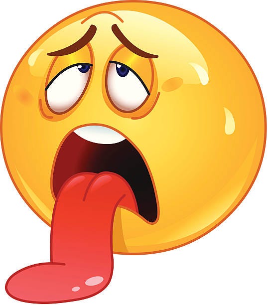 Exhausted Emoticon Stock Illustration - Download Image Now - Emoticon,  Sticking Out Tongue, Sweat - iStock