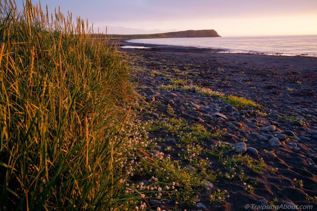 A perfect beach camp spot in the north near Husavik.