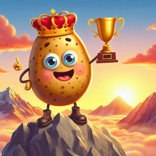 A triumphant potato. Image 1 of 4