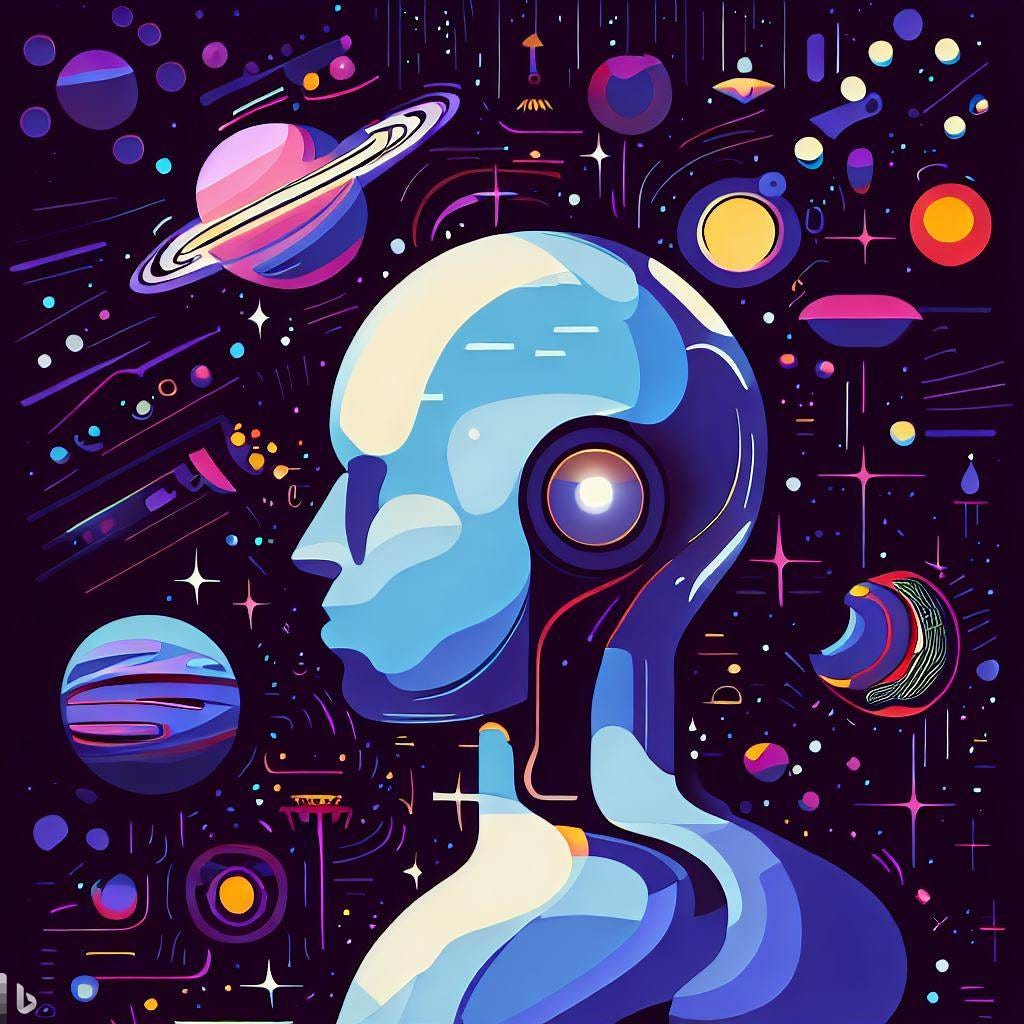 intelligent life in the outer space, digital art, flat colors, creative