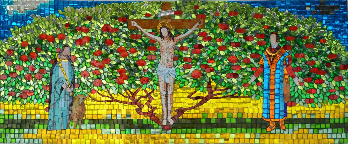 Glass Mosaic Icon - Tree of Life and Jesus' crucifixion - World Of Mosaics
