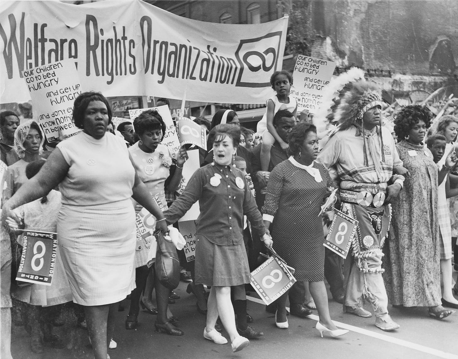 Activists marching under the NWRO banner in the Poor People’s Campaign, Washington, D.C., May–June 1968