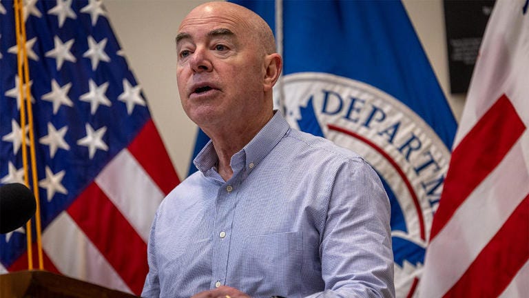 U.S. Department of Homeland Security Secretary Alejandro Mayorkas holds a press conference at a U.S. Border Patrol station on January 08, 2024 in Eagle Pass, Texas. John Moore/Getty Images