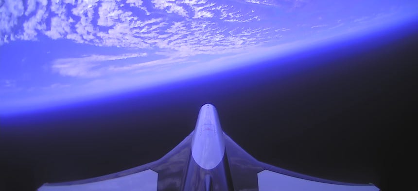 A still from an engine test for the Dawn Aerospace Mk-II Aurora