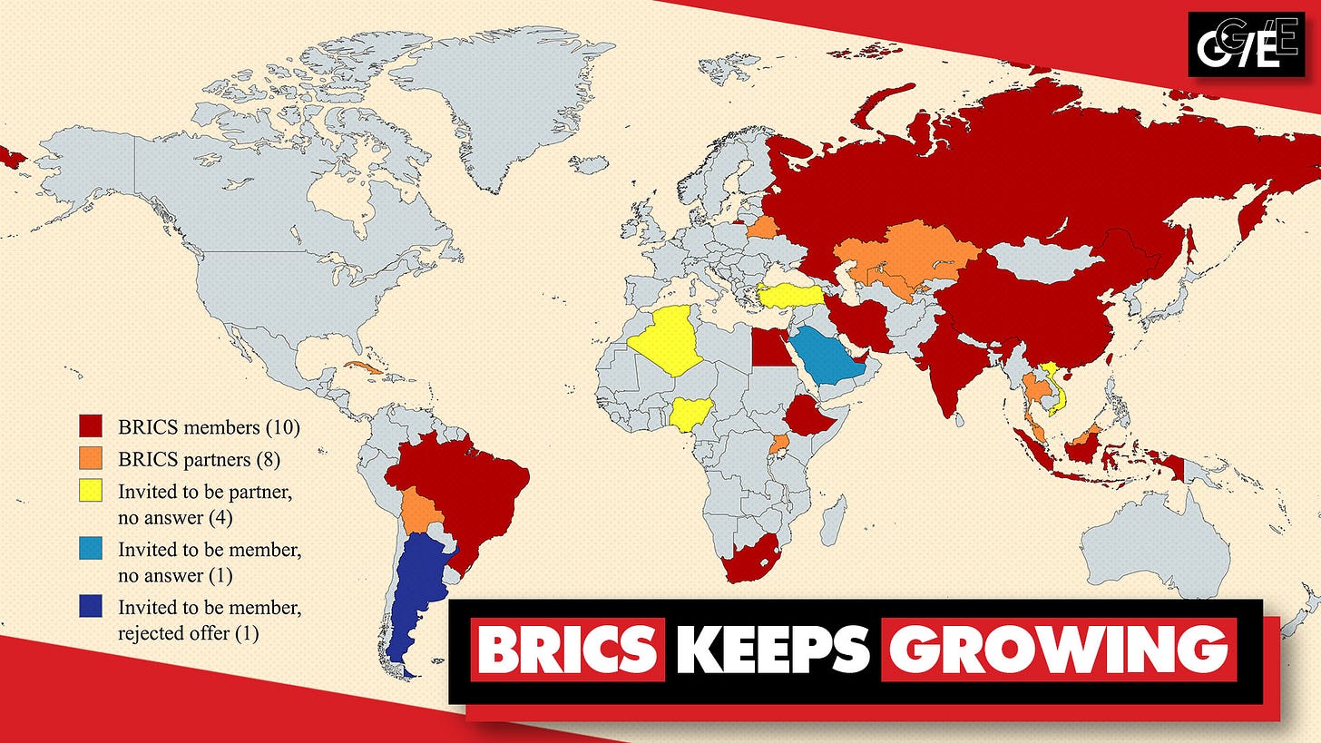 BRICS map members partners January 2025