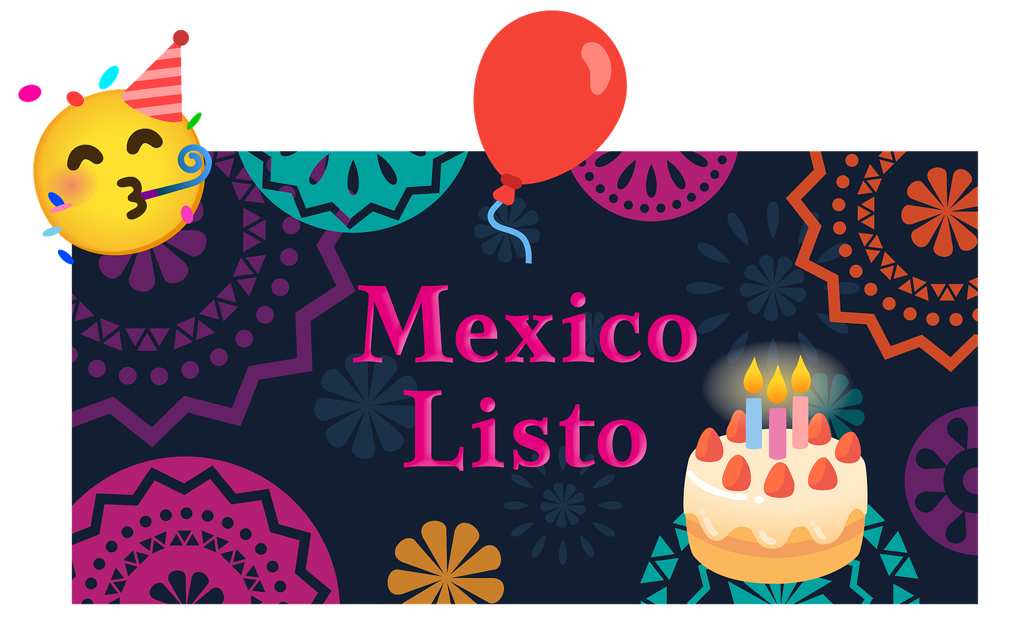 Mexico Listo logo adorned with birthday emojis