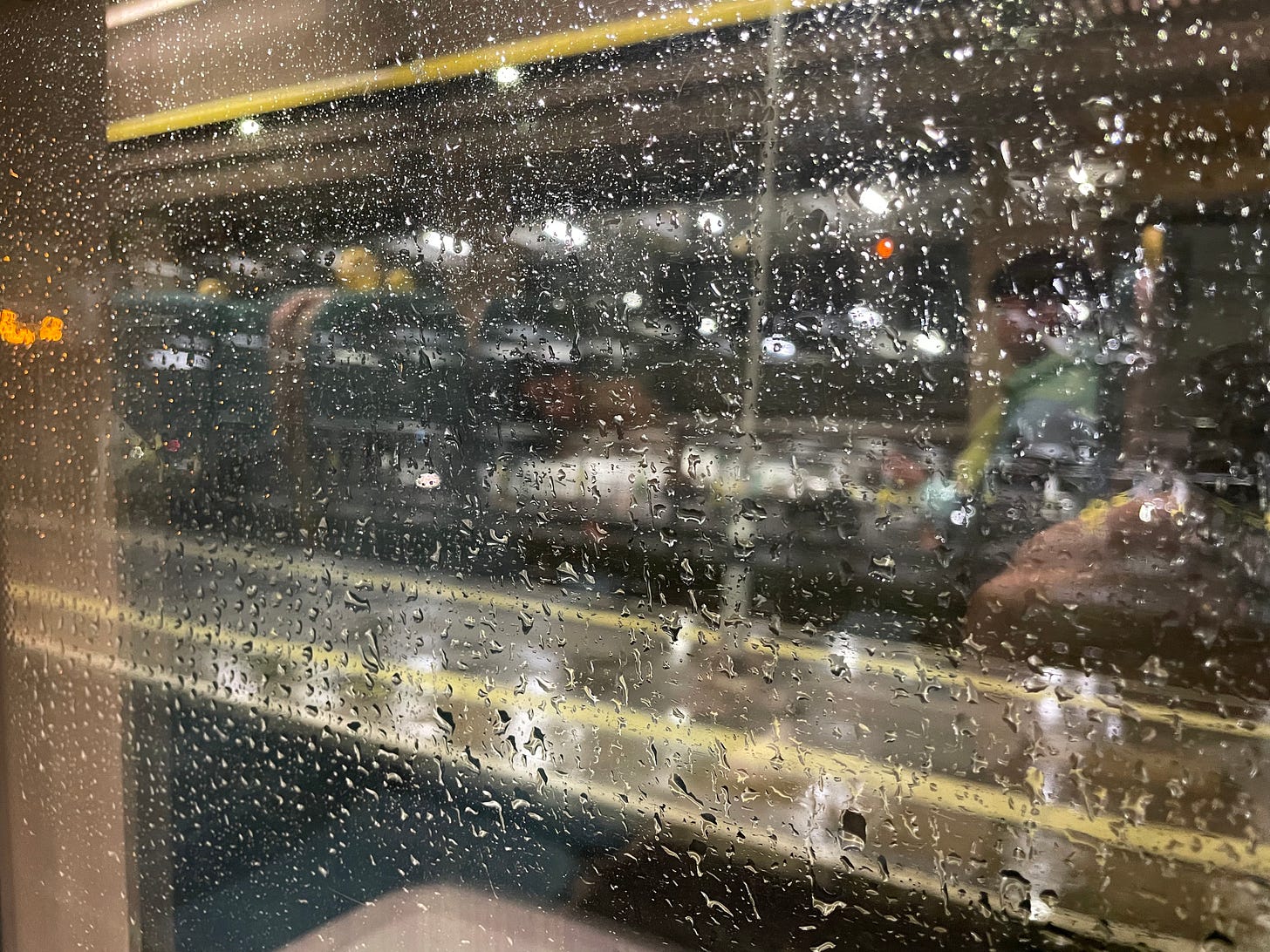 raindrops on a train window