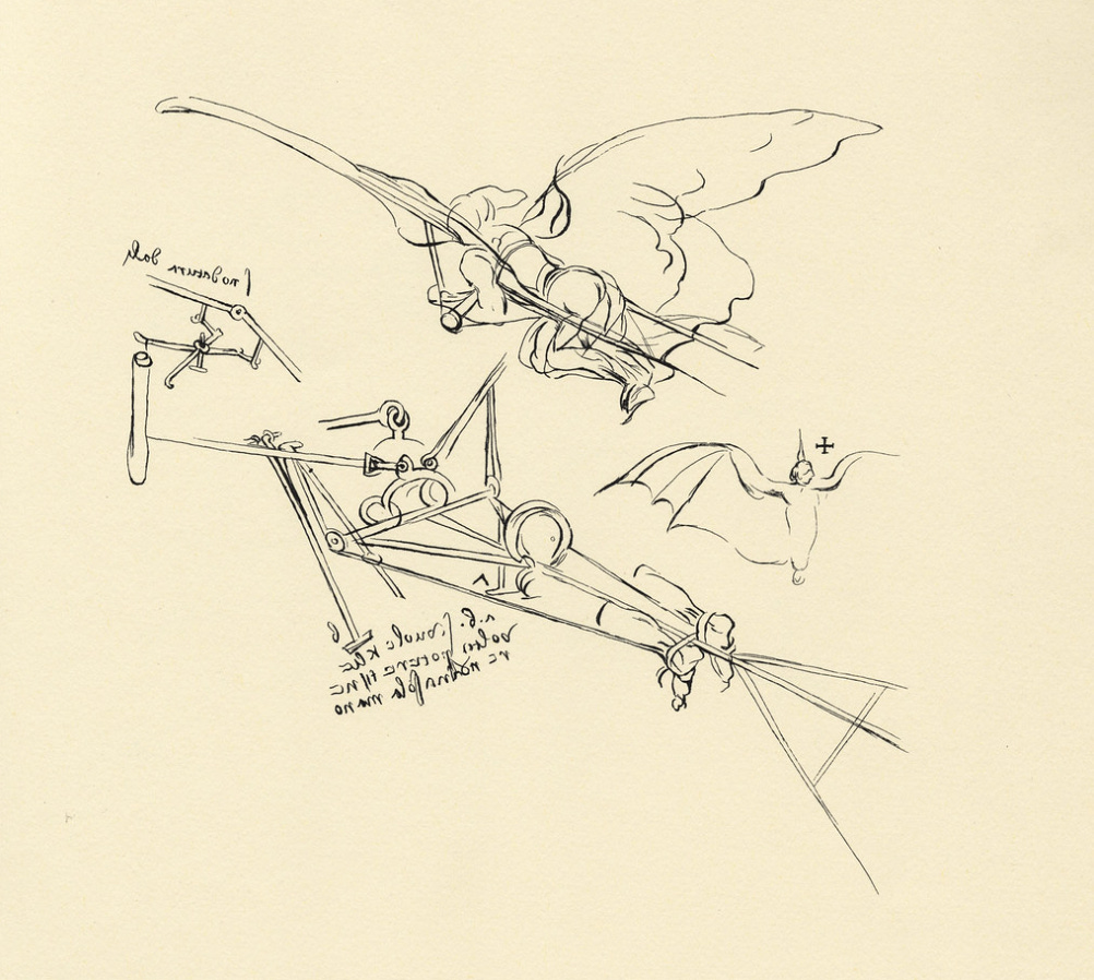 Leonardo da Vinci's diagrams for proposed flying machines