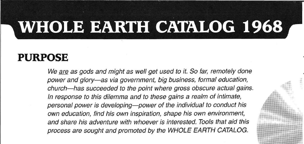 Purpose statement from the Whole Earth Catalog 1968