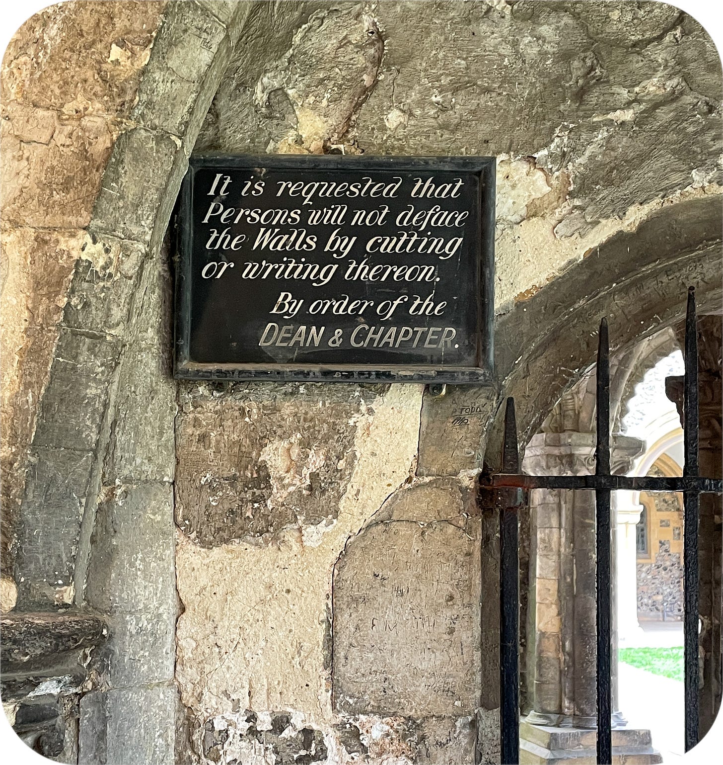 Sign at Cantebury Cathedral, England