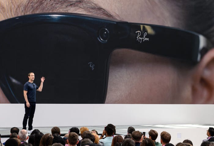 Mark Zuckerberg presents at the Meta Connect event in September 2023.