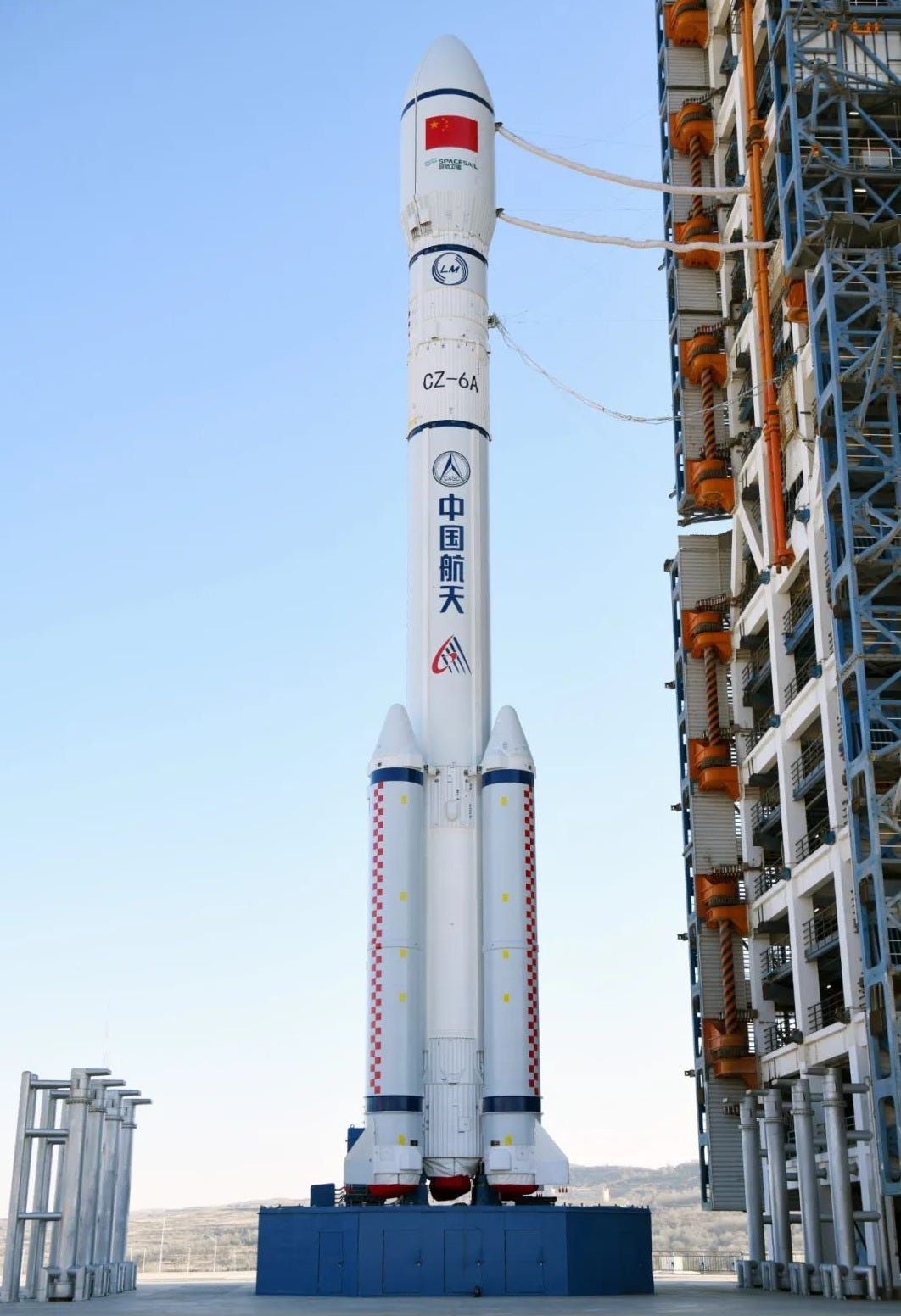 The Long March 6A Y6 vehicle at Launch Complex 9A ahead of launch.