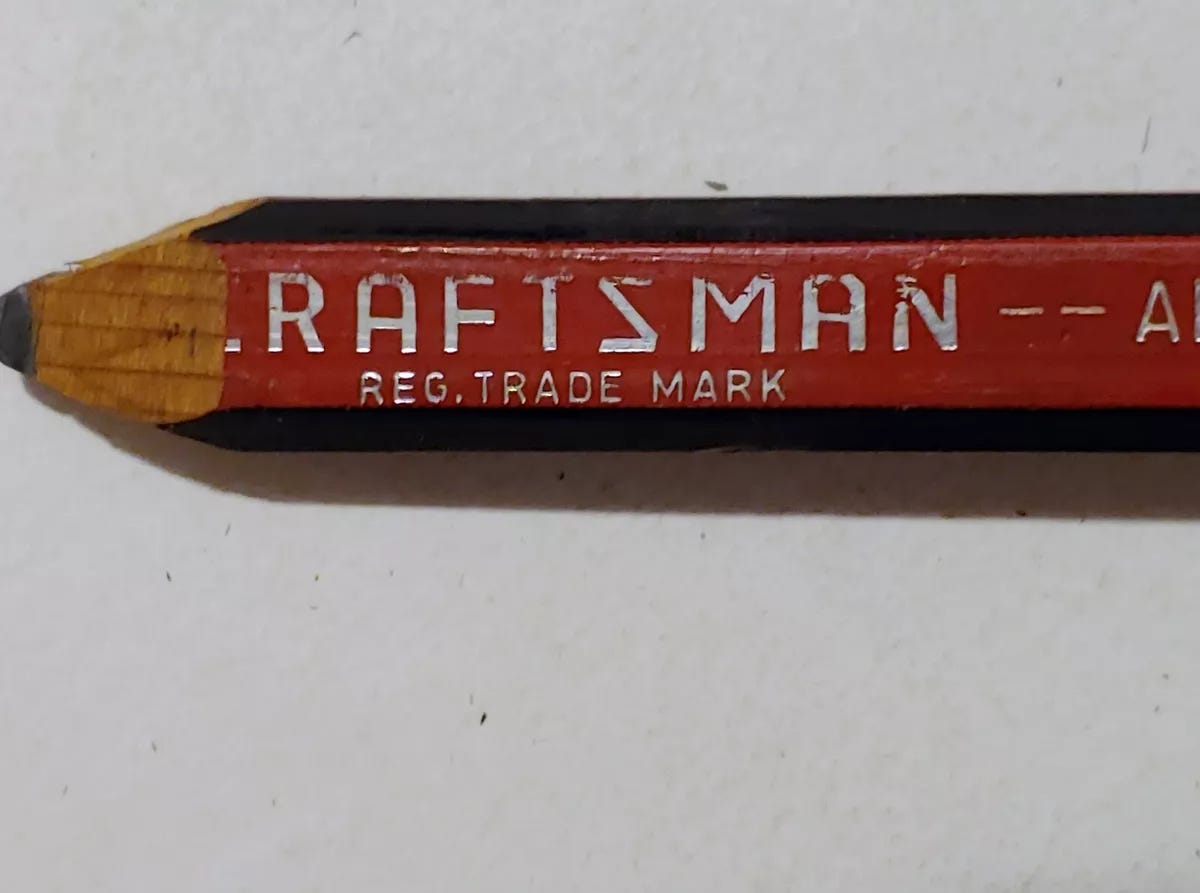 Vintage Craftsman Carpenter Pencil Medium Lead - USA - 1 pencil as shown