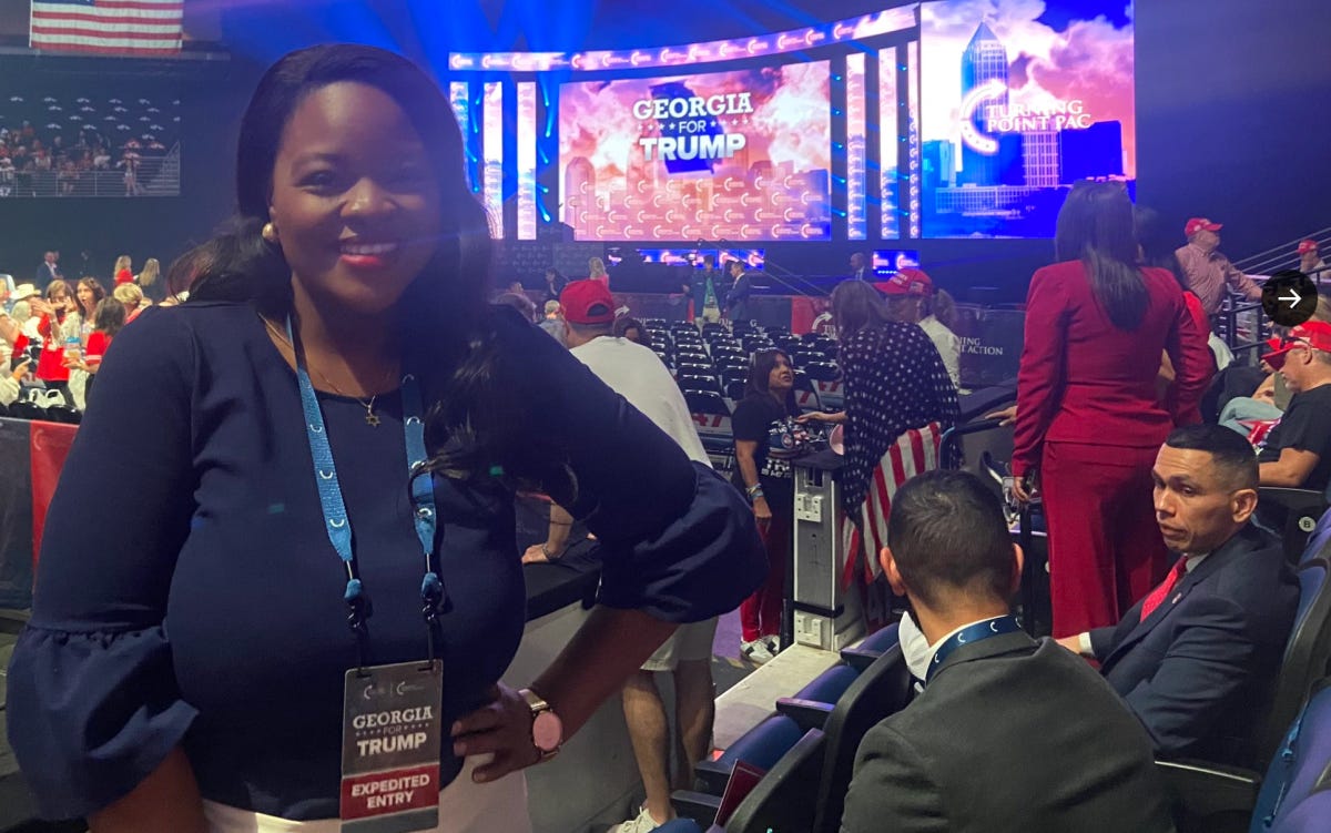 Stephanie Donegan at Trump's TPUSA rally in Georgia