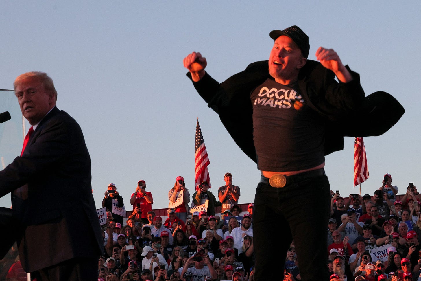 Elon Musk’s jumping on stage photo from Trump’s rally has the internet ...