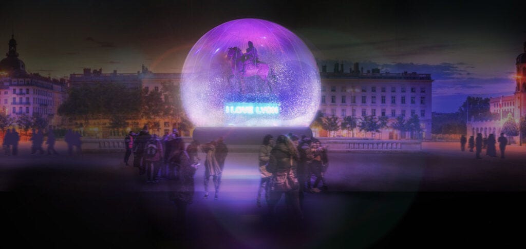 Fête des Lumières 2024 à Lyon : I love Lyon place Bellecour