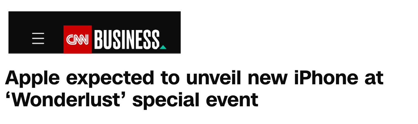 Headline announcing Apple iPhone launch event