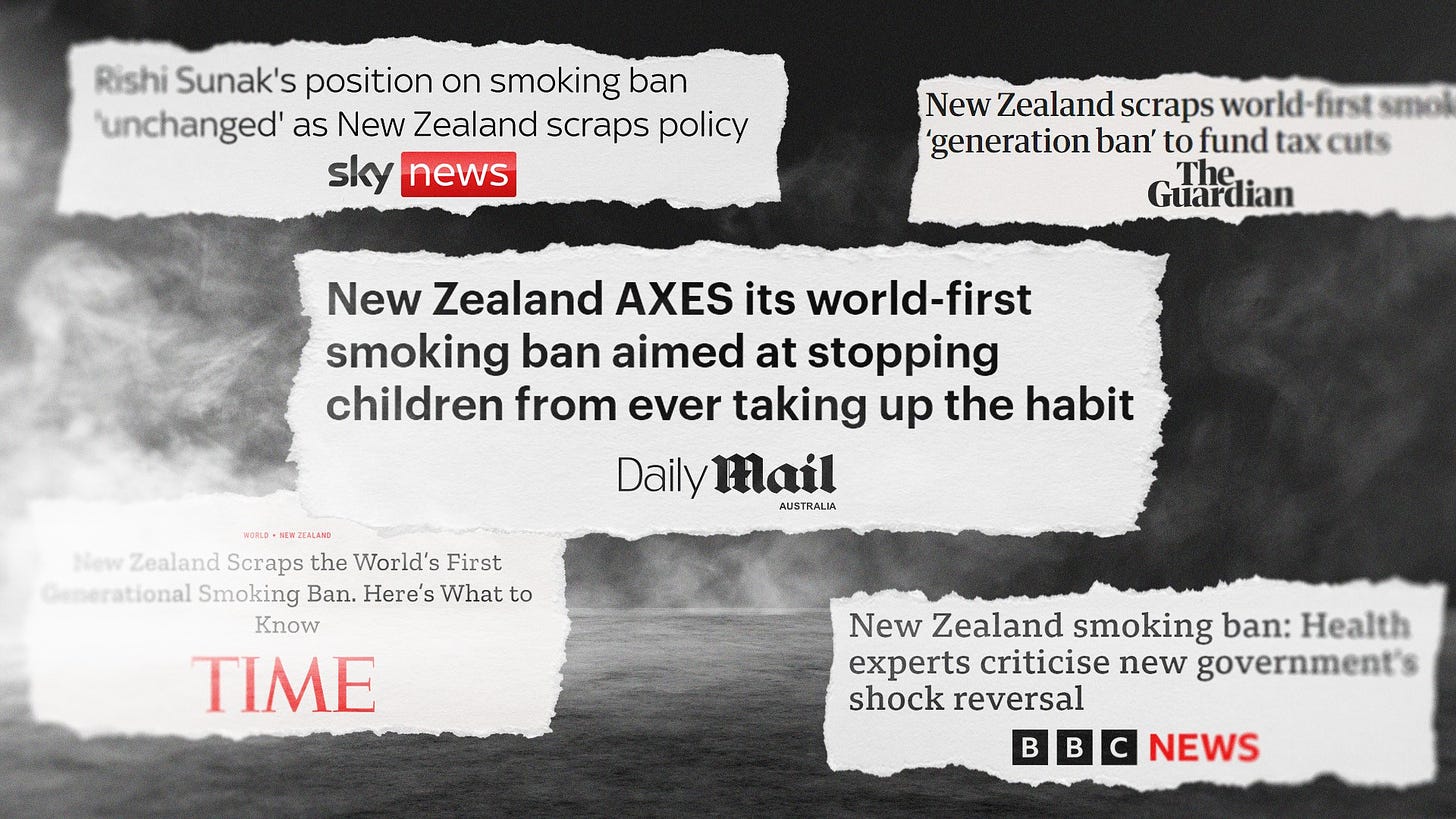 The Government's plan to repeal the country's tougher smokefree laws has made headlines around the world.
