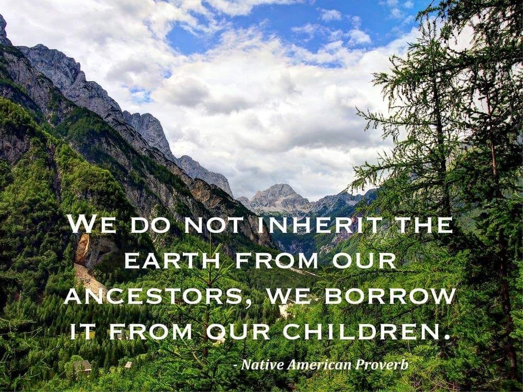 Wendy Jane Carriker on X: "We do not inherit the earth from our ancestors,  we borrow it from our children. Native American Proverb  https://t.co/7oJudNr3YI" / X