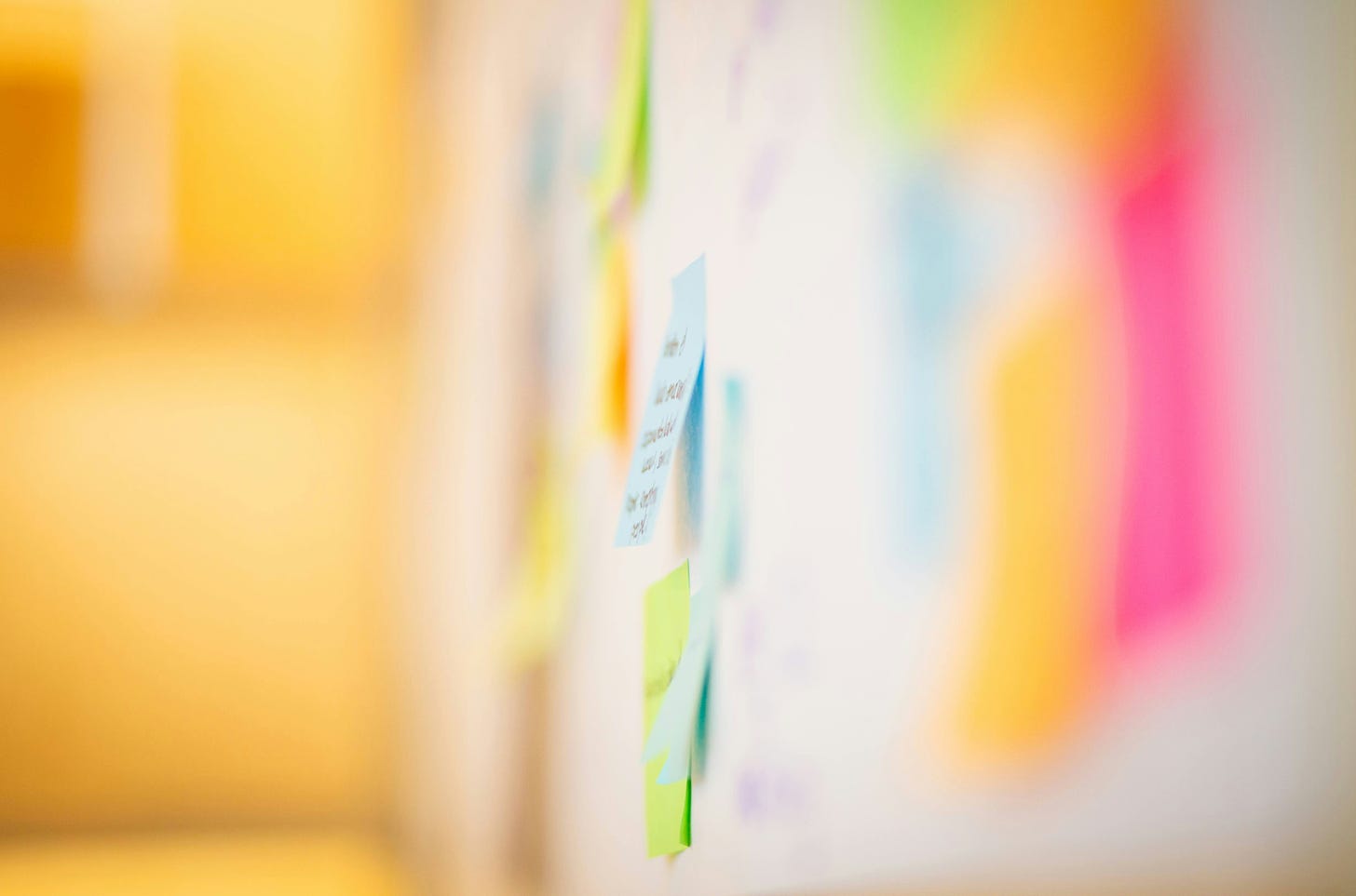 Post-it notes on a whiteboard