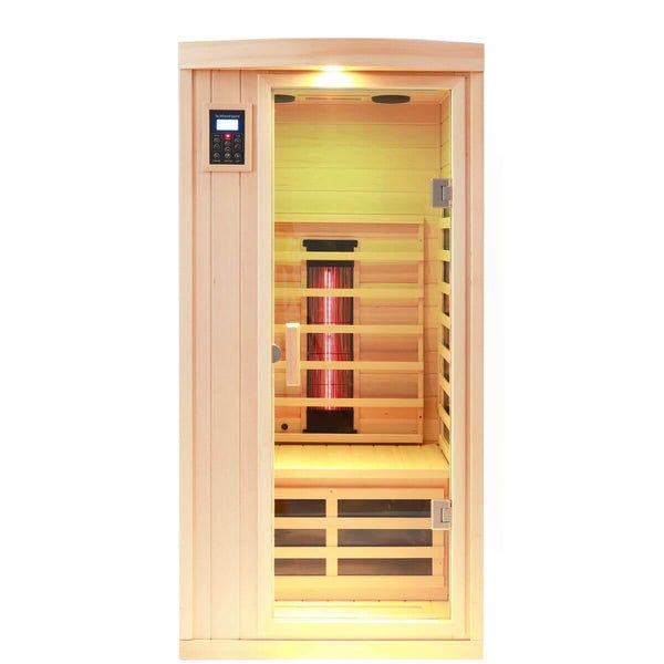 Mix-901BLH 1 Person Ceramic & Carbon Infrared Sauna in Hemlock | Clear –  SalusHEAT Saunas Direct