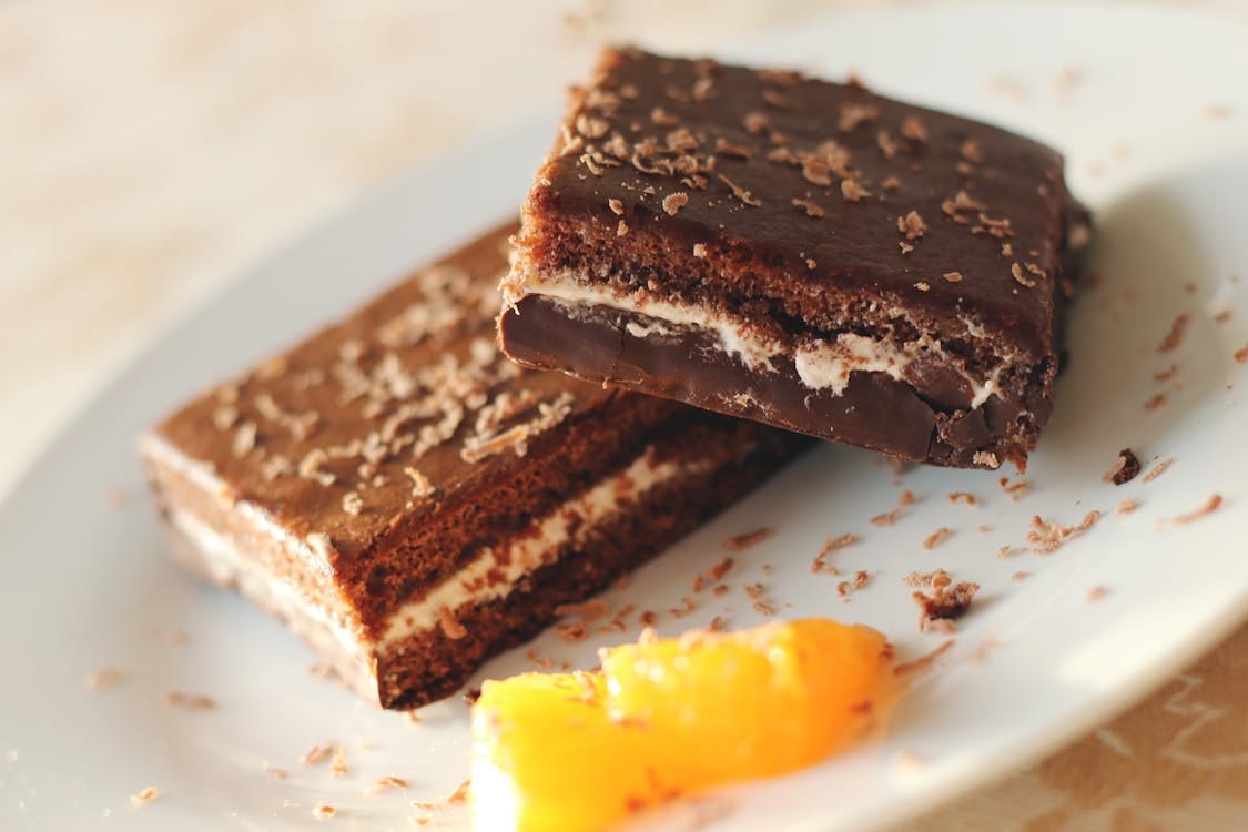 Free Baked Brownies on Plate Stock Photo