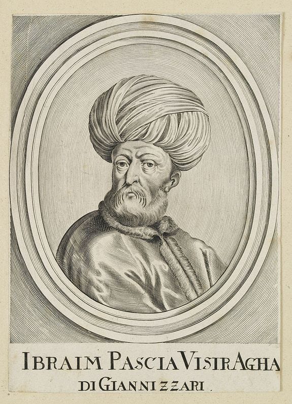 Ibraim Pascia Visiragha di Giannizzari. (Portrait of Ibrahim Pasha) - Old  map by BONNART, H.