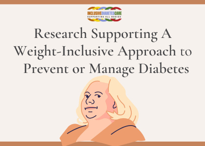 Research supporting a weight-inclusive approach to prevent or manage diabetes. Woman looking at reader. With yellow hair and beige shirt.