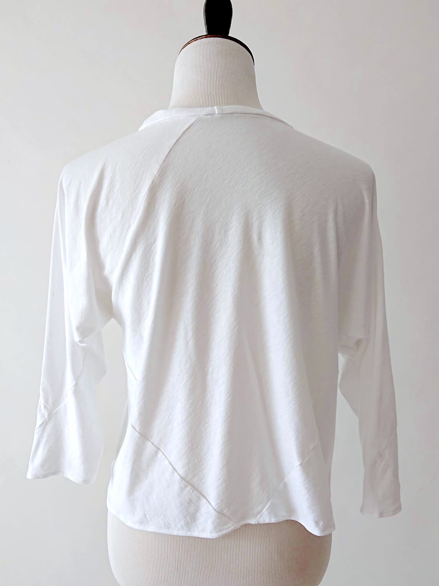 Back view of the 6-Square Top in white C4 cotton jersey
