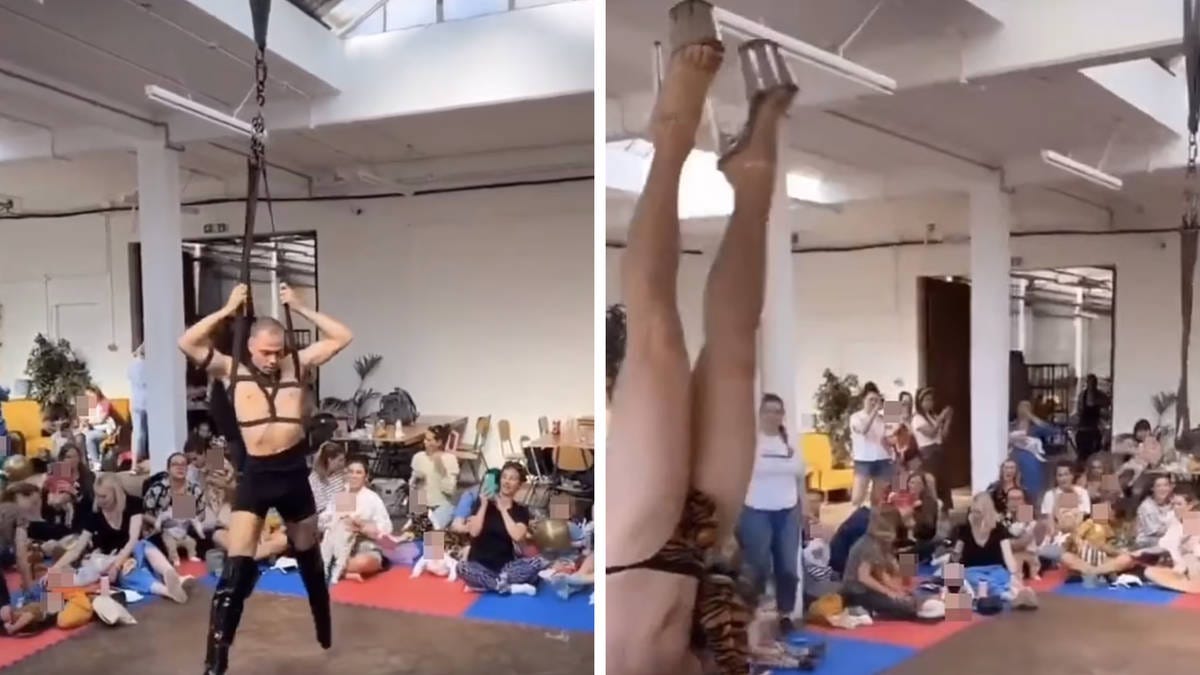Parents' fury as naked man in thigh-high leather boots performs bondage  routine in drag... - LBC
