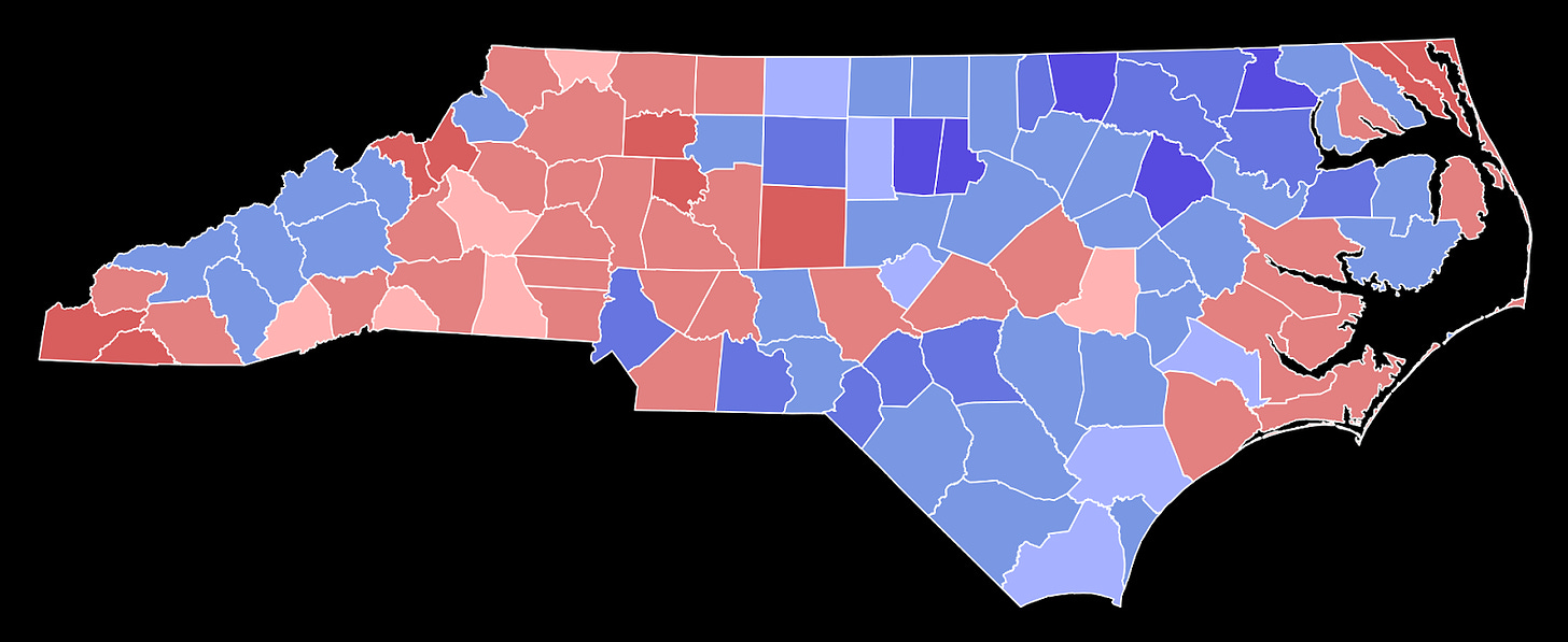 The results of the 2008 United States Senate election in North Carolina by county.