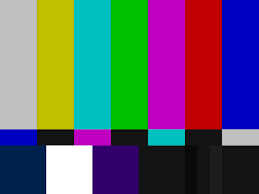 Rectangular bars of various sizes and colors that would appear on analog TVs when programming was being interrupted