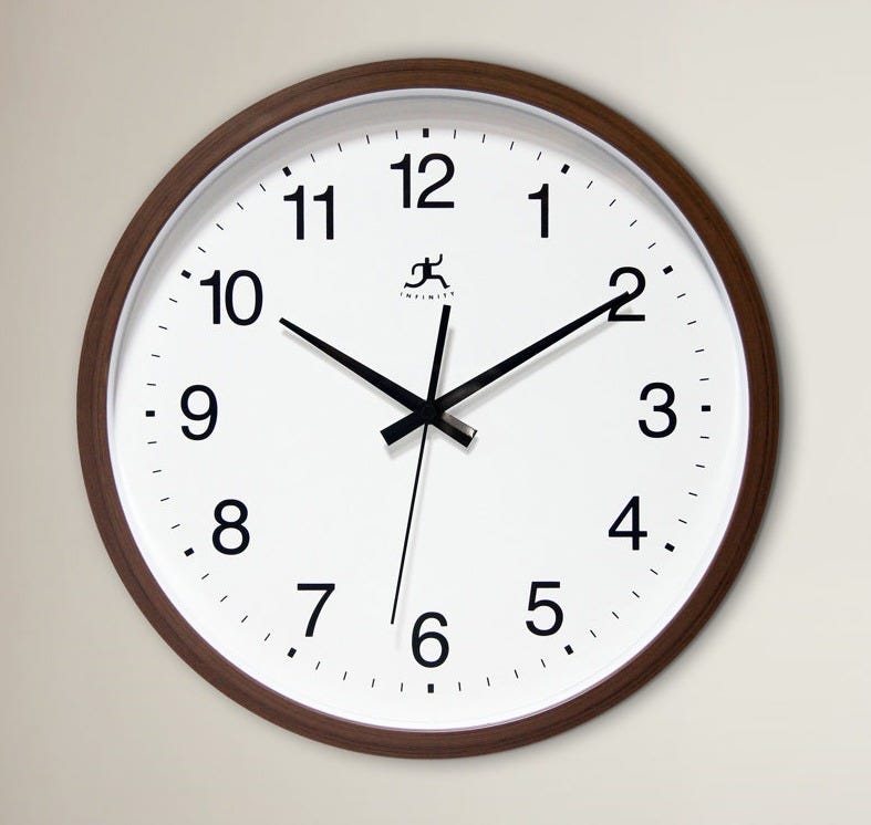 Anupam Office Round Plastic Wall Clock 14 Inches - Walnut