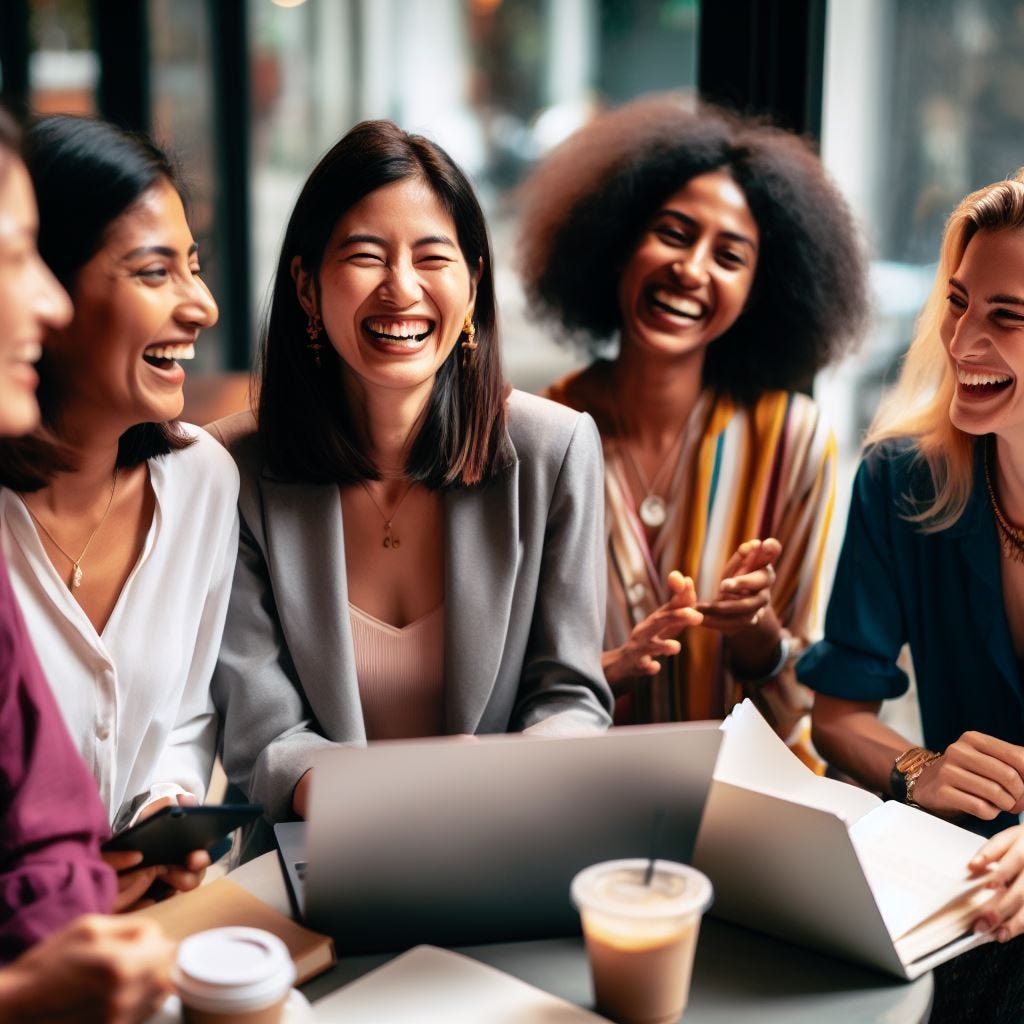 Mujeres emprendedoras felices y juntas