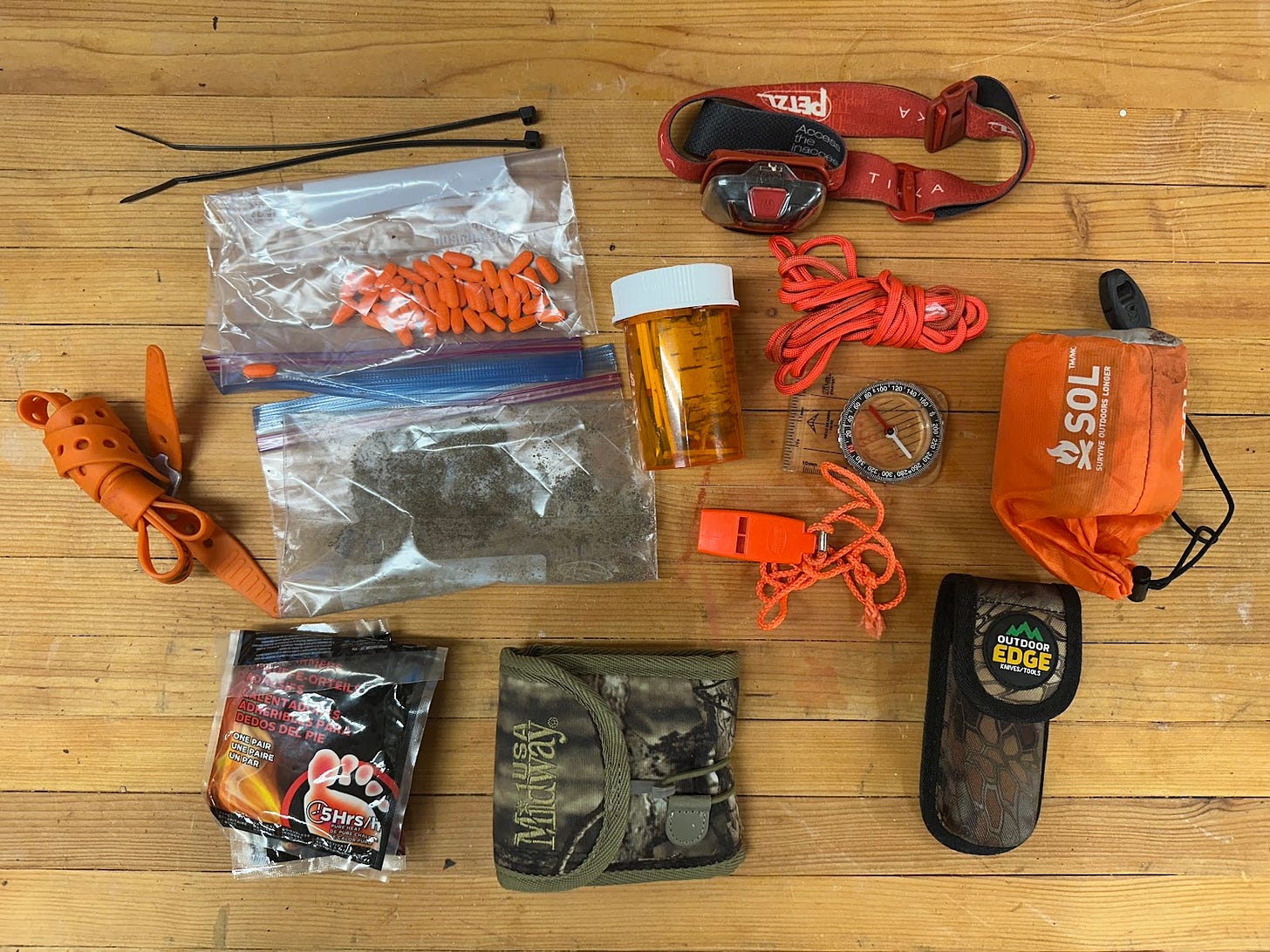 The survival kit that Jesse McEntee uses most of the time when heading out into the wilderness.