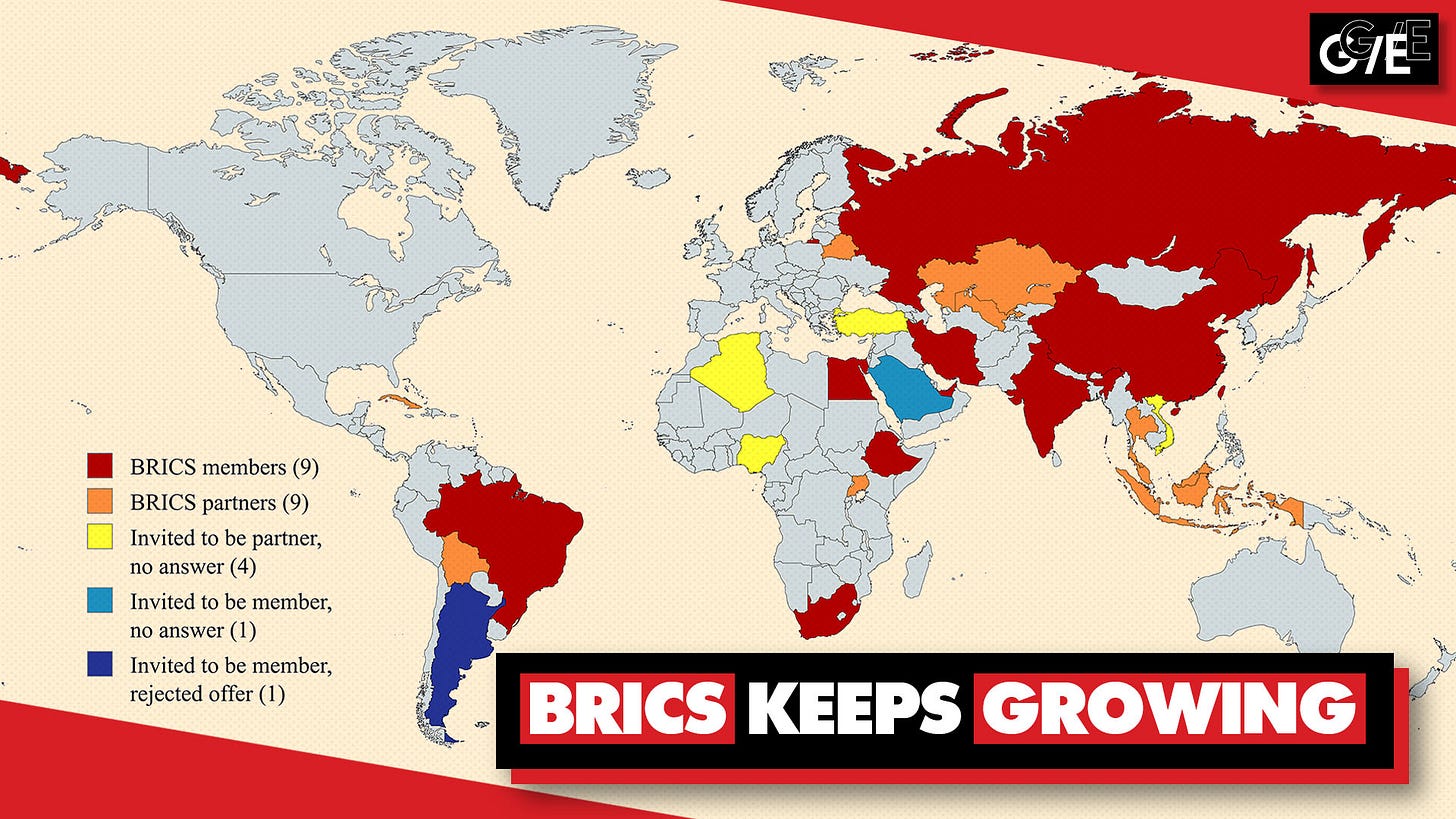 BRICS members partners invited countries map 2025