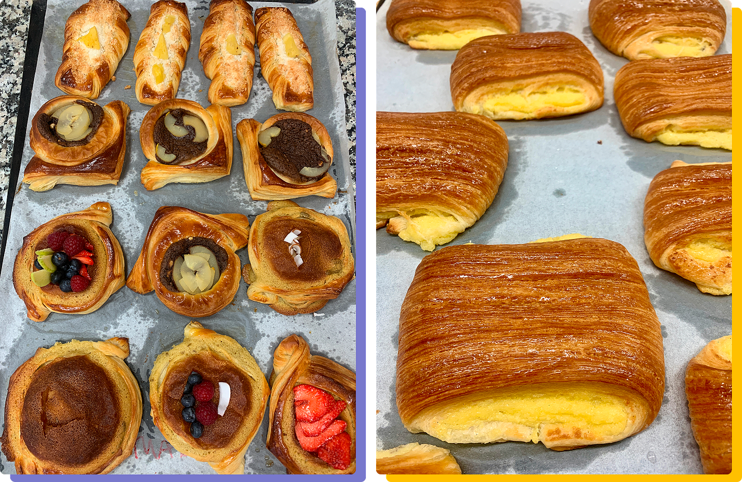 Danishes and cross-laminated pain suisse
